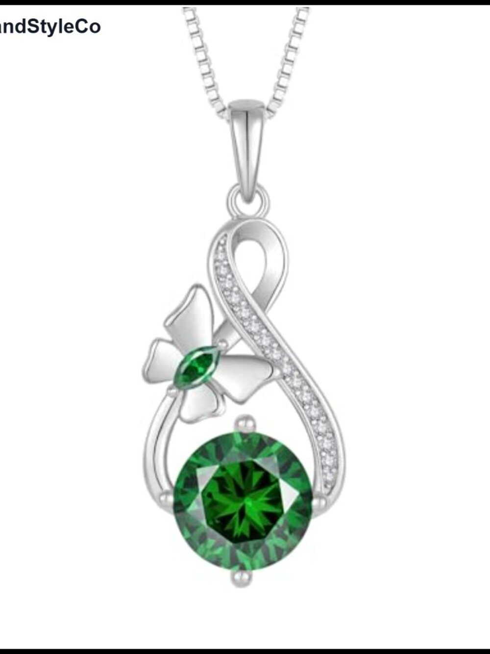 925 Silver Butterfly Infinity Pendant Necklace 18k White Gold Plated
